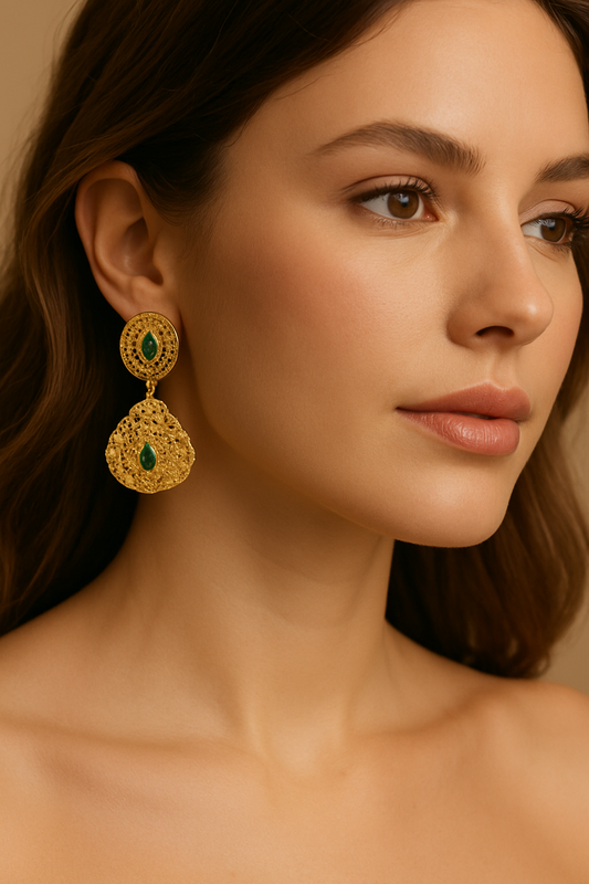 Boucles d’Oreilles BIKENZI Émeraude Royale